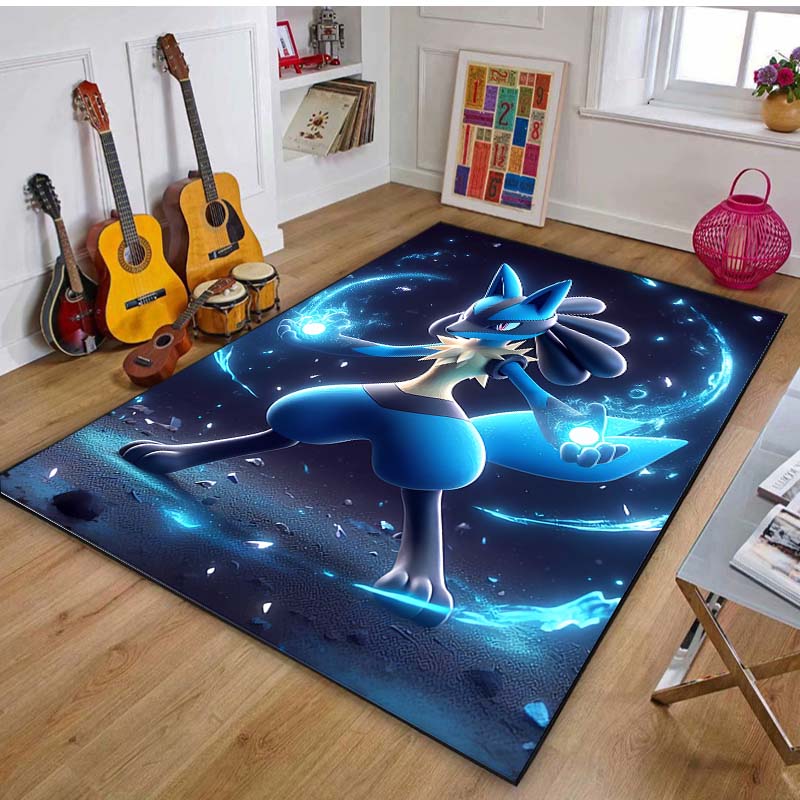 

17 Styles P-Pokemon Lucario Theme Cartoon Carpets Rug for Living Room Bedroom Bedside Floor Mat Large Area Home Decor Rug Gifts 40x60cm (16x24in)