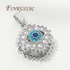 Accessoires de Collier DIY Plaqué Or Véritable 18K Pendentifs Œil Maléfique en Zircon Bleu Breloques Pour Fournitures de Fabrication de Bijoux Pendentif Fleurs