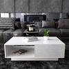 Modern Rectangular Coffee Table Tea Table Storage Living Room(White)