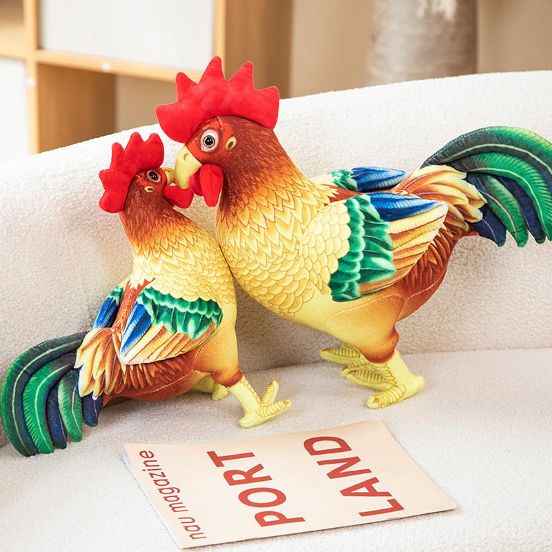34/44cm Fun Simulation Rooster Plush Doll Pillow Red Standing Realistic Chicken Plush Toy Home Decoration Gift For Boys Girls