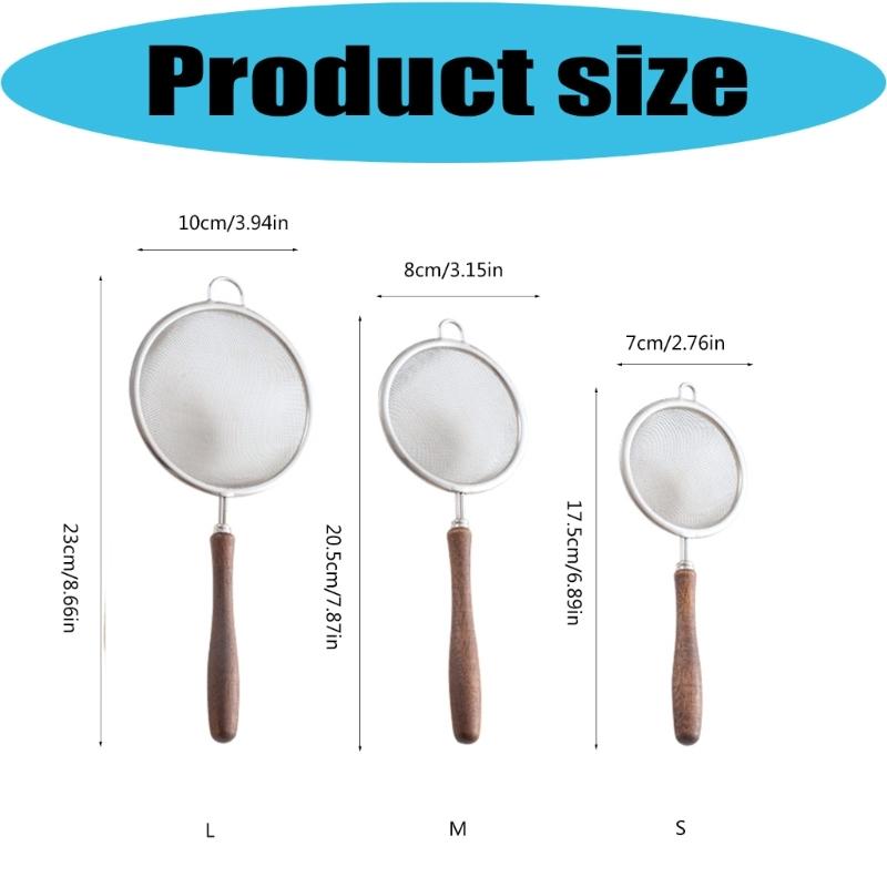 Holzgriff 304 Edelstahl Kleines Sieb Perfekt zum Filtern von Milch Säften Und Tee Mit Feinem Netz