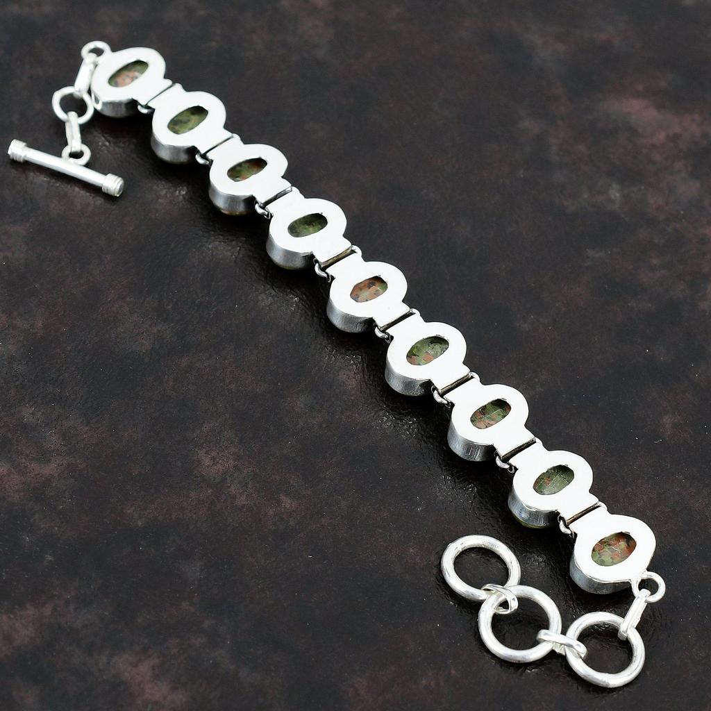 Unakit Edelstein Armband Handgefertigter Schmuck Zierliches Armband 925 Sterlingsilber Armband Verstellbares Kettenarmband Geschenke für Ihn Boho Schmuck