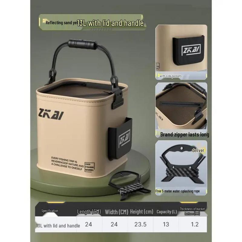 Foldable Hand-held Fishing Bucket & Live Fish Container