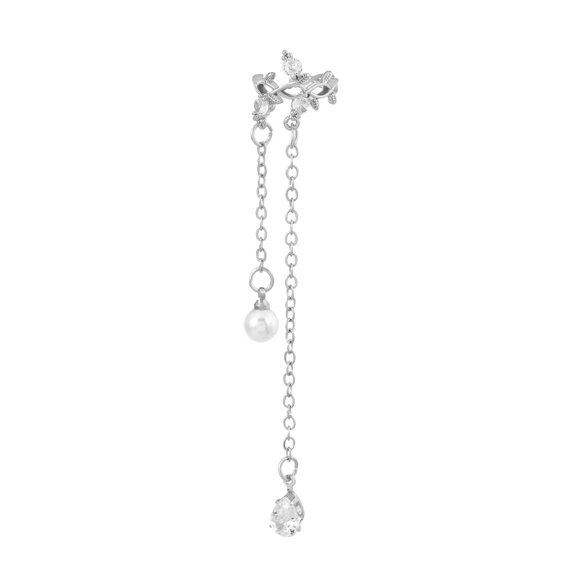 

1 шт., серия «Лесная серия», серьги-клипсы с жемчужной кисточкой и жемчугом, неперфорированные ювелирные изделия, ниша с жемчужной кисточкой, 1 шт. белый