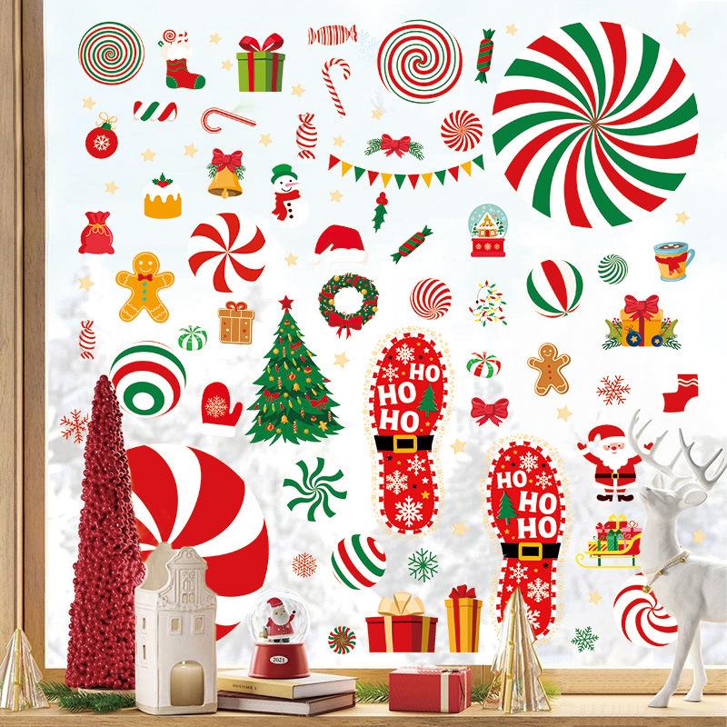 Christmas wind candy party wall decoration wall sticker self-adhesive floor sticker festive atmosphere gingerbread man window sticker