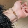 Korean Style Cubic Zirconia Line Buckle Bracelet: Minimalist, Luxurious, Versatile Women's Jewelry.