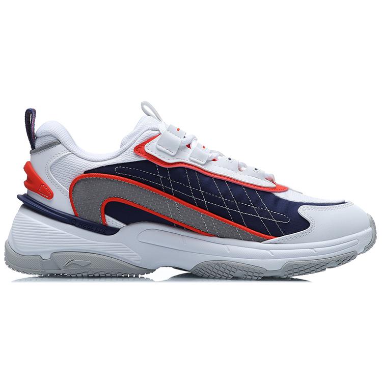New LiNing Nebula OG Cushioned Anti Slip And Wear Resistant Lightweight Low Top Casual Shoes Men's White Blue AGCR005-5
