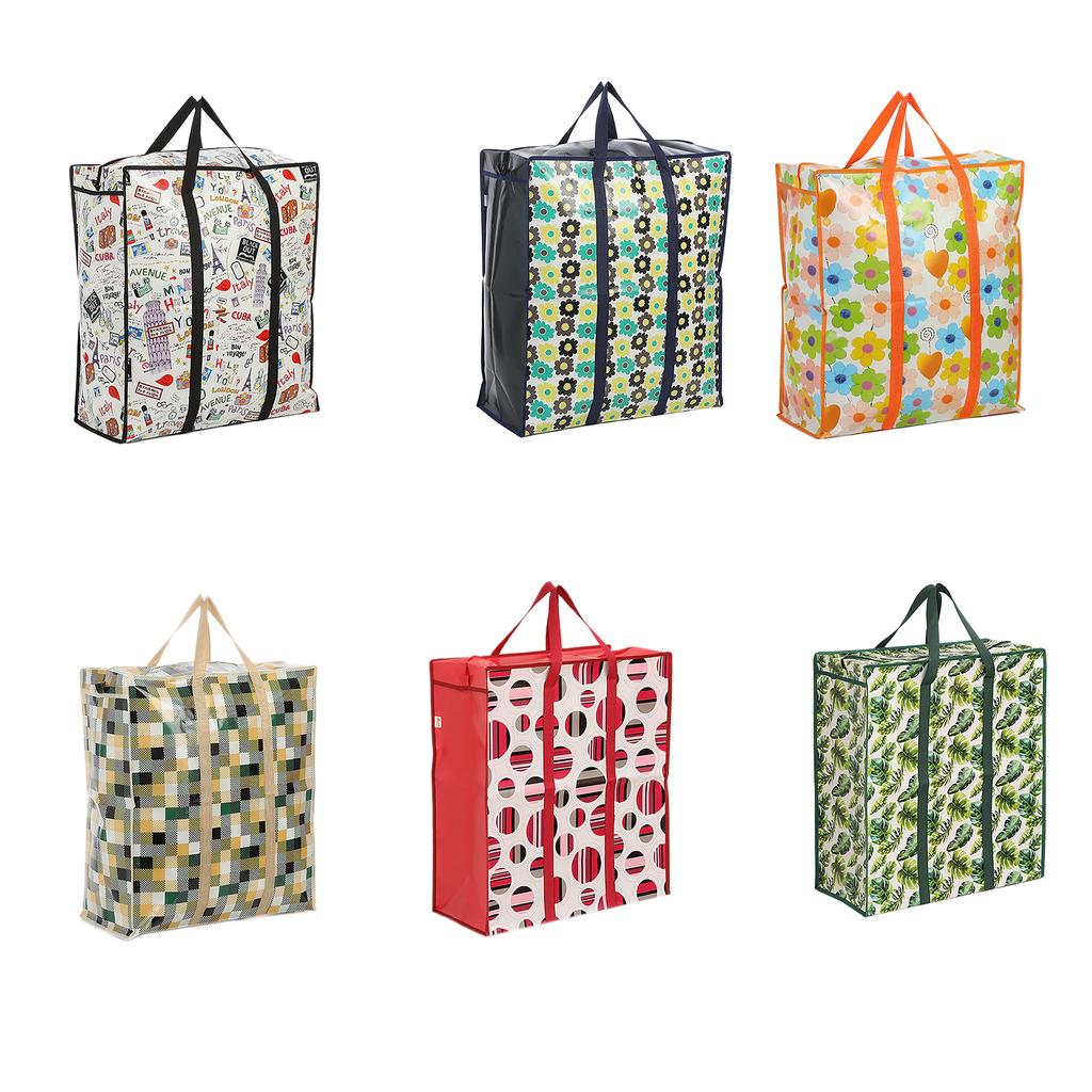 Effective Storage Bag with Zippers and Handle User Friendly Shopper Bag with Zippers Large Fabric Storage Handbag