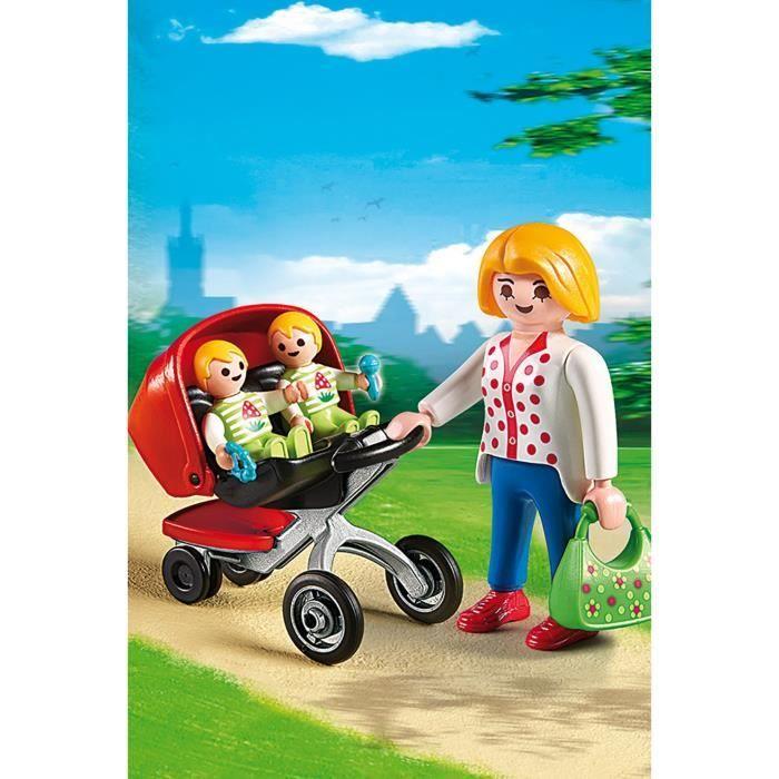 PLAYMOBIL 5573 Mom with Twins and Pram, City Life, Ages 4 and Up