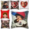 Cute Cartoon Pillow Covers Cartoon Sofa Decorative Home Doublesided Printing Short Plush Cute Monchhichis Cushion Cover
