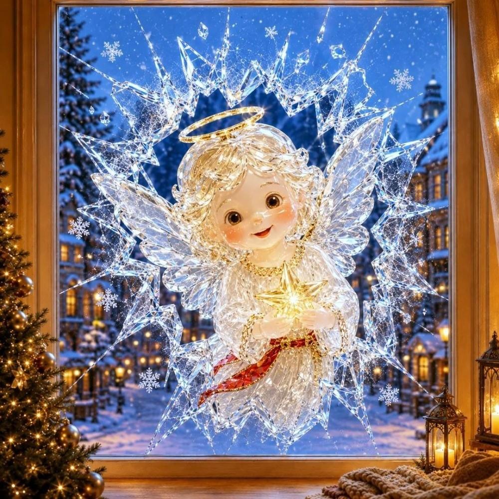 PET Window Sticker Reusable Christmas Decoration Creative Christmas Window Decals  Christmas Party