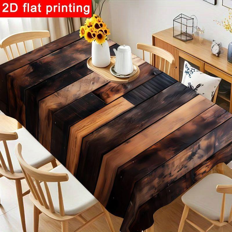 1pc Rustic Charred Wood Tablecloth - Textured Dark Brown for Unique Birthday Party Decorations, Holiday Gatherings & Baby Showers, Reusable & Easy To