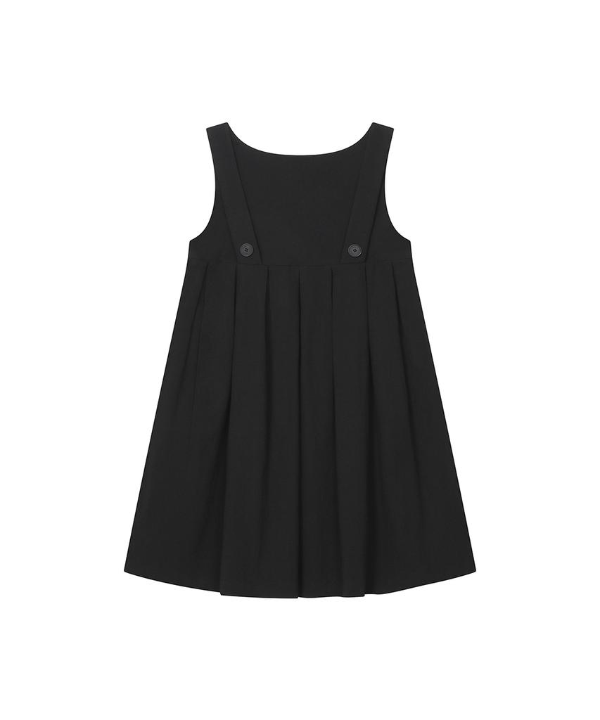 Miseki Seoul Pleats Button Doll Dress Black