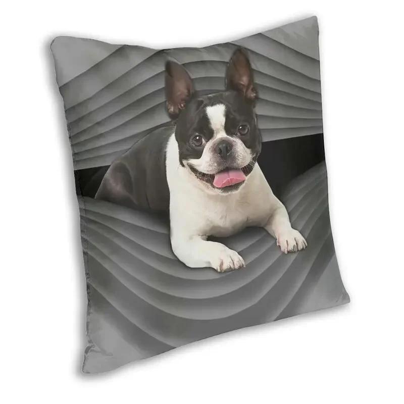Boston Terrier Square Pillow Case Decoration Cute Puppy Cushion Cover Throw Pillow for Car Double-sided Printing