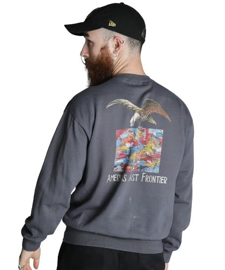 

Schott Eagle and Map Crew Sweatshirt, Men s XL, 410, Charcoal, 782-4232007