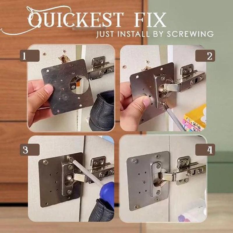 Cabinet Hinge Hole Repair Kit Stainless Steel Hinge Fixing Plate Kit Wardrobe Cupboard Hinges Board Reinforced Mounting Bracket