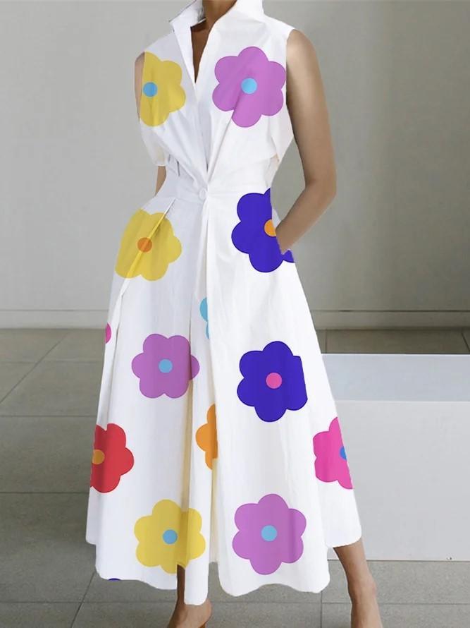 Women's Sleeveless Plus Size Casual Women's Clothing, Fashionable Loose And Large Swing Dress