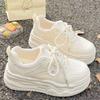 Thick-soled Little White Shoes Women's Autumn Niche Heightening Board Shoes Breathable and Versatile with Wide-leg Pants Casual Shoes