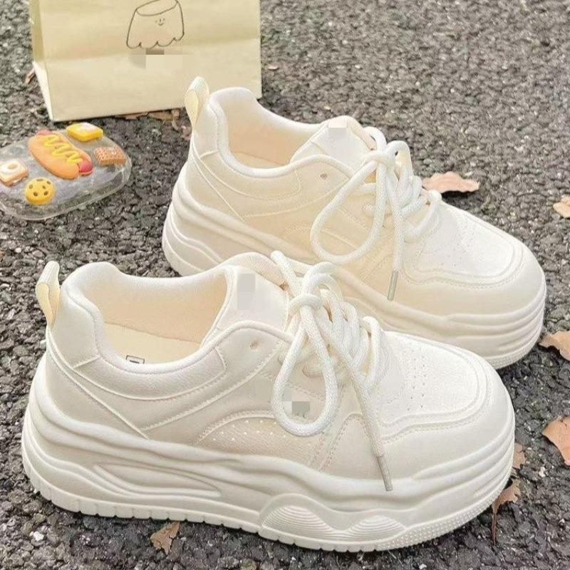 Thick-soled Little White Shoes Women's Autumn Niche Heightening Board Shoes Breathable and Versatile with Wide-leg Pants Casual Shoes