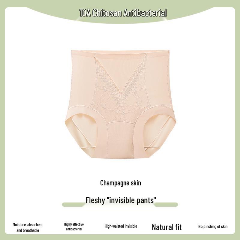 

Женские антибактериальные формирующие трусики с высокой талией, контролем живота и кружевной отделкой XXL