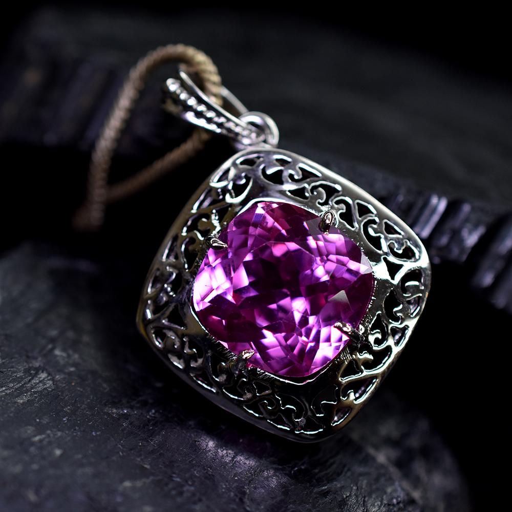 Argint Sterling 925 Turmalină Roz Naturală Pandantiv 35 Ct Piatră Prețioasă CERTIFICAT my.pd-7-k