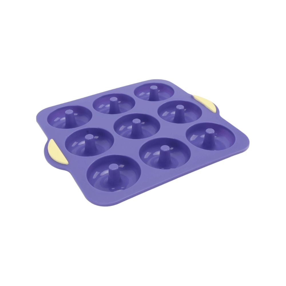 Food-Grade Silicone Silicone Donut Pan Non-Stick Surface Built-In Center Posts Baking Tray Dual Side Handles Easy Release