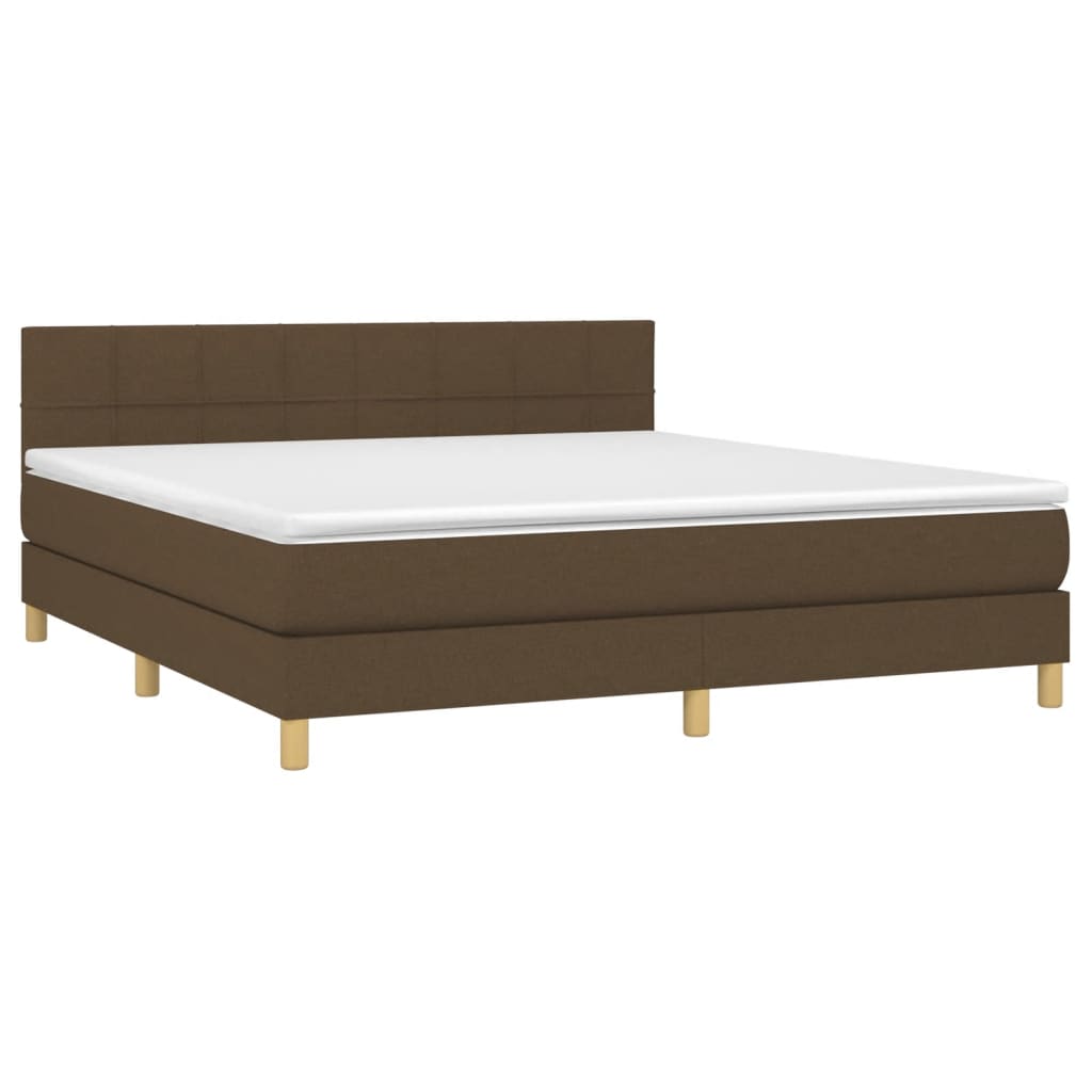 Box Spring Bed with Mattress Dark Brown 160x200 cm Fabric