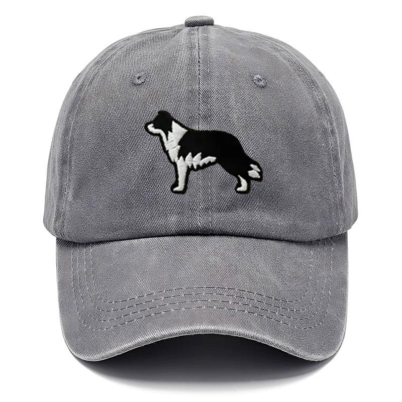Border Collie Washed Cotton Baseball Cap Vintage Embroidered Stitching Unisex Distressed Adjustable Snapback Hat Casual Animal Lover Gift Daily Hat