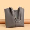 Women's Soft Leather Tote Bag - Stylish Simple Solid Color, Large Capacity, Single Shoulder for Work and Commute.