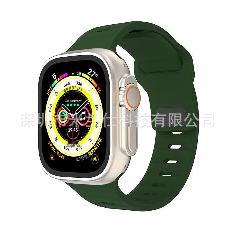 iWatch7 Diamond Buckle Horizontal Stripe S9 Silicone Strap for Apple Watch 8/Ultra
