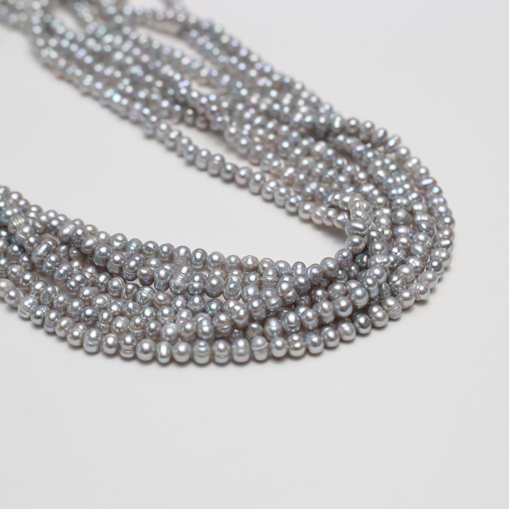 1 Snoer, Grijs Natuurlijke Zoetwaterparels Kralen voor Sieraden Maken DIY Knutselen (Kralen 3-4mm, Lengte 36cm)