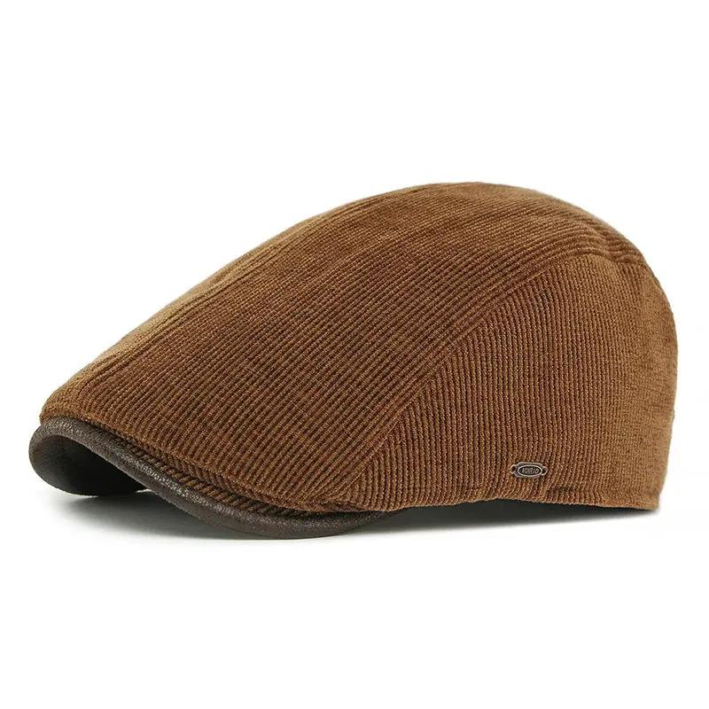 

LDSLYJR Autumn Winter Cotton Print Warm Newsboy Caps Men Flat Cap Women Painter Beret Hats 120 55-60cm wear коричневый