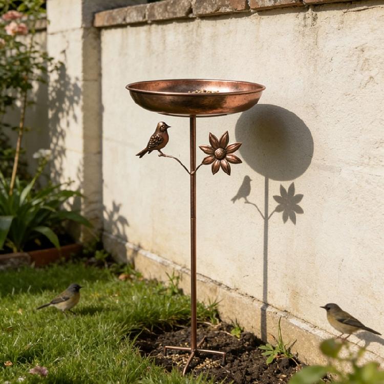 Strong Antique Look Outdoor Bird Bath Providing A Safe Drinking Area For Flying Visitors