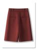 2025 Spring/Summer Women's High-Waist Red A-Line Slimming Wide-Leg Shorts