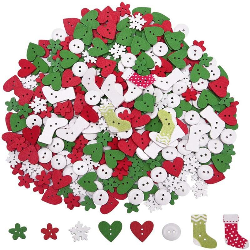 100pcs Mixed Wooden Crafts Diy Christmas Ornaments Christmas Decorations For Home Party New Year