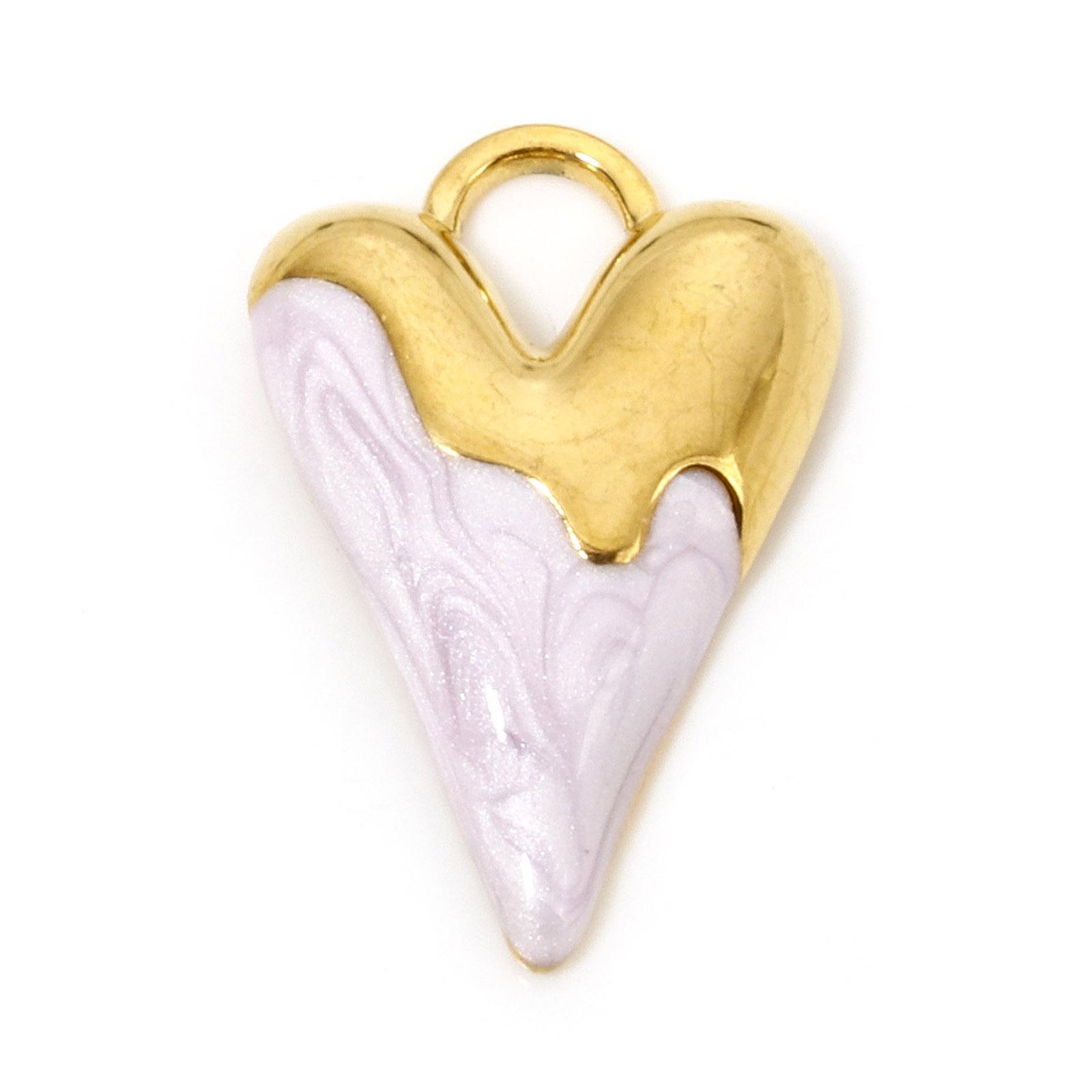 

1pc Heart Enamel Charms 304 Stainless Steel Valentine s Day Pendants Gold Plated Multicolor Necklace Pendant Jewelry Making