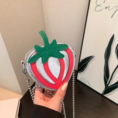 Nova moda bloqueado cor morango para mulheres mini versátil bolsa de moedas bolsa mensageiro mini linda