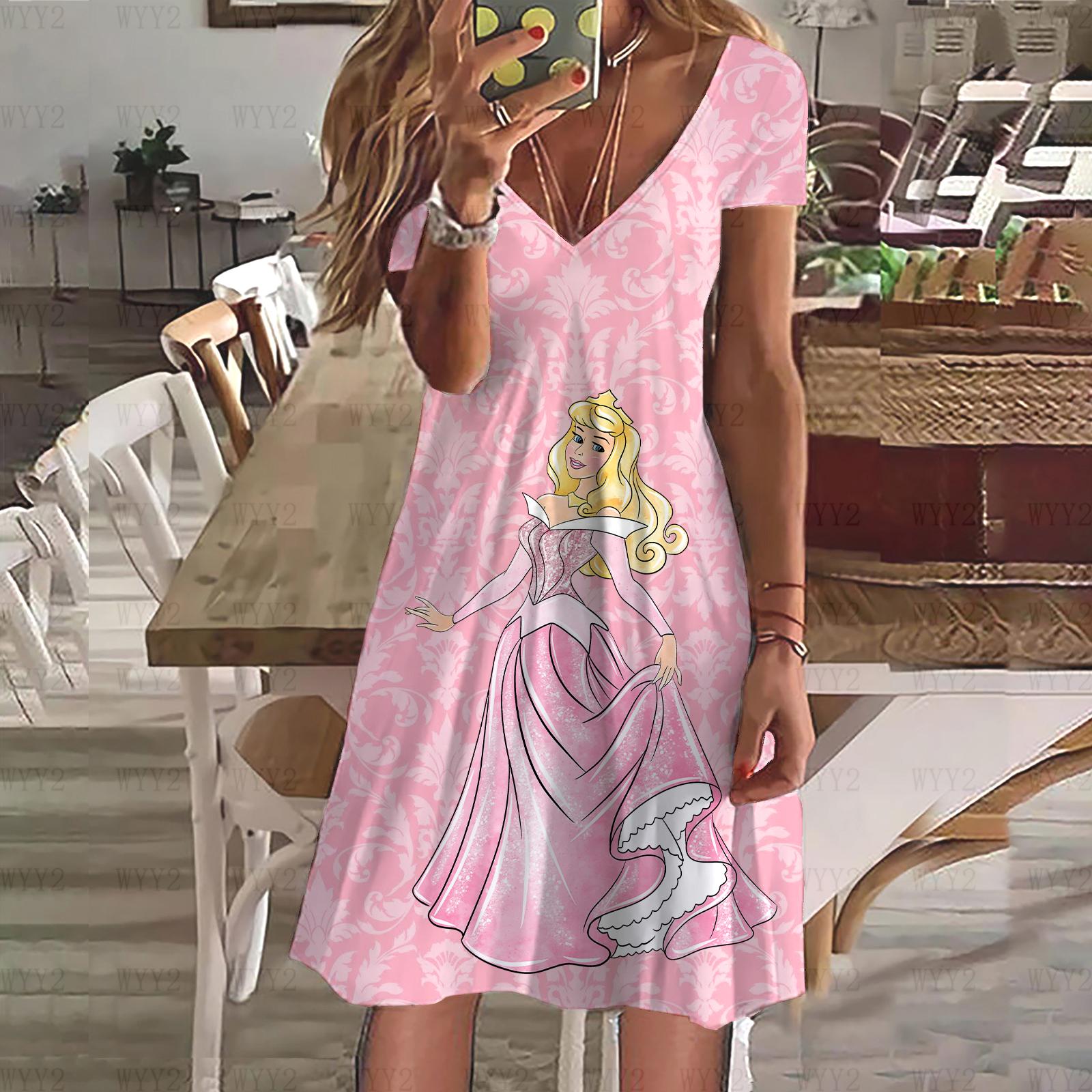 

Женское платье с принтом V-образный вырез с короткими рукавами Повседневное платье с рисунком Простая мода Уличный стиль Женская одежда S