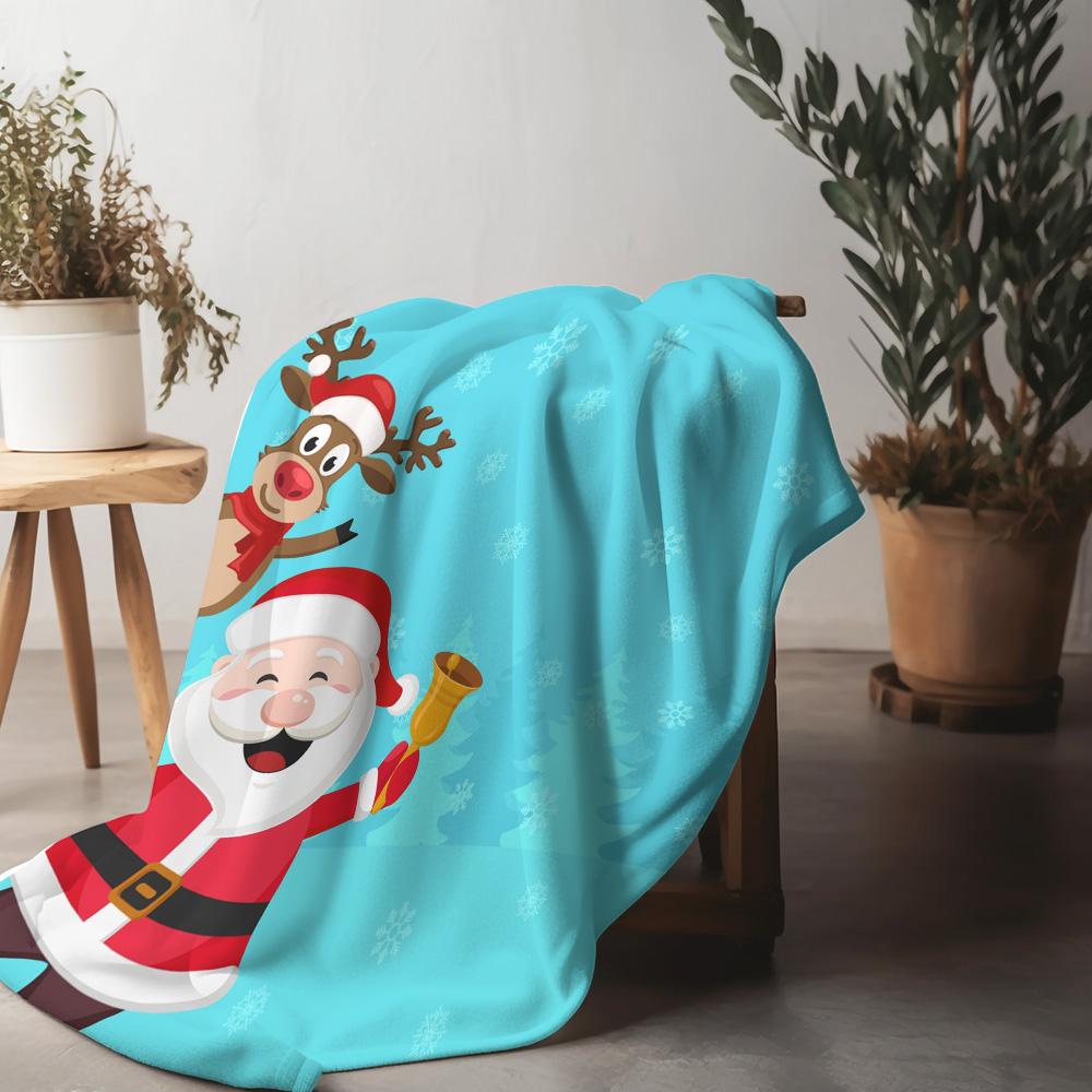 

Festive Santa Throw Blanket Cozy Christmas Decor Holiday Gift Reversible Plush Blanket Soft Warm Home Decor Gift Idea 75x90cm