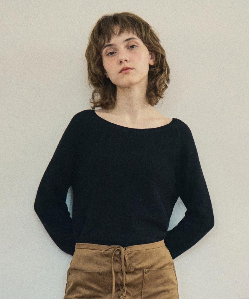 Aueonoseuteljia Boatneck Raglan Knit_Black(Oc25-Kn04)