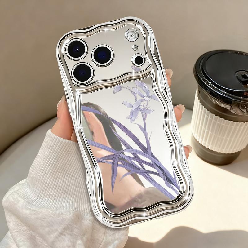 

Ударопрочный Роскошный Покрытие Мягкий ТПУ Чехол Для iPhone 17 Pro Max Air 16e 16 15 14 13 Pro Max 12 11 Чехол Для Телефона С Принтом Фиолетовых Цветов iPhone17 серебряный