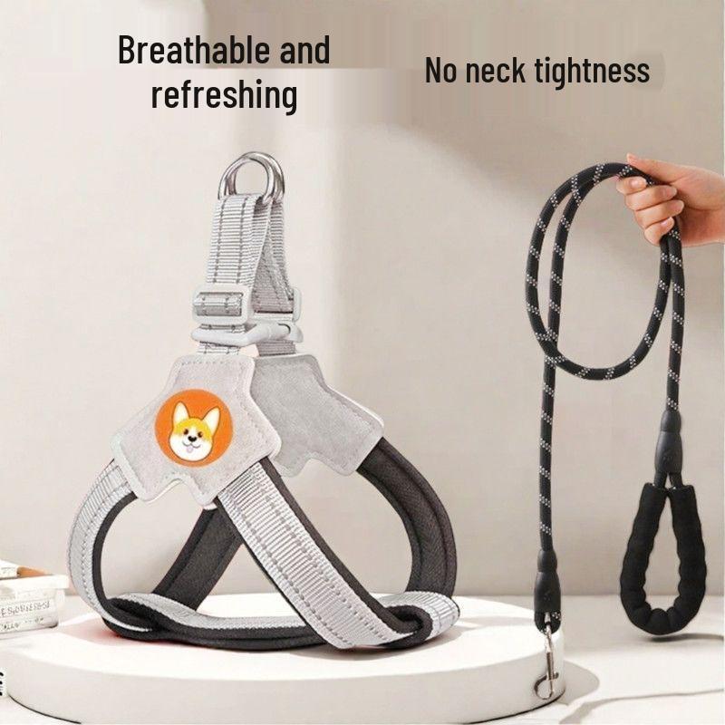 Breathable Dog Harness Vest with Leash for Shiba Inu, Corgi & Small to Medium Dogs
