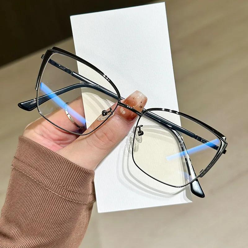 Women Blue Light Reading Glasses Fashion Metal Cat Eye Type Eyeglasses Frame Myopia Optical Lenses Computer Eyewear