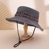 Spring and Autumn Water-washed Embroidered Ethnic-style Fisherman's Hat with Adjustable Strap and Sunshade Basin Cap