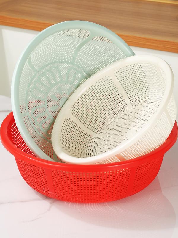 Large Size Plastic Drain Basket Kitchen Vegetable Washing Basket Hollow Out Fruit Basket Round Sieve Rice Cleaning Basket