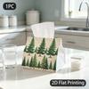 1pc Tissue Box, Rustic Fabric/Pine Trees/Warm Natural Charm Pattern, 2D Flat Printing, Multi-Use, Easy To Carry, Tissue Bag, for Dormitory