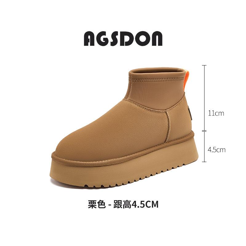 Augu Shiden Snow Boots Women's 2025 New Winter Fleece Thickened Short Boots Casual Outer Wear Thick-soled High-top Cotton Shoes