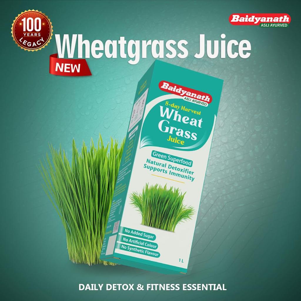 Baidyanath Wheatgrass Juice - 1L | Natural Liver detox & Gut cleanser Juice | Superfood for Weight & Cholesterol management