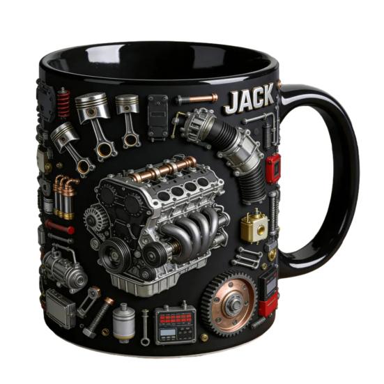 Mechanische Teile Kaffeetasse Keramik 325ml Industrielles Motor Design Tasse Wärmeübertragungs Muster Trinkgeschirr für Autoenthusiasten Ingenieure
