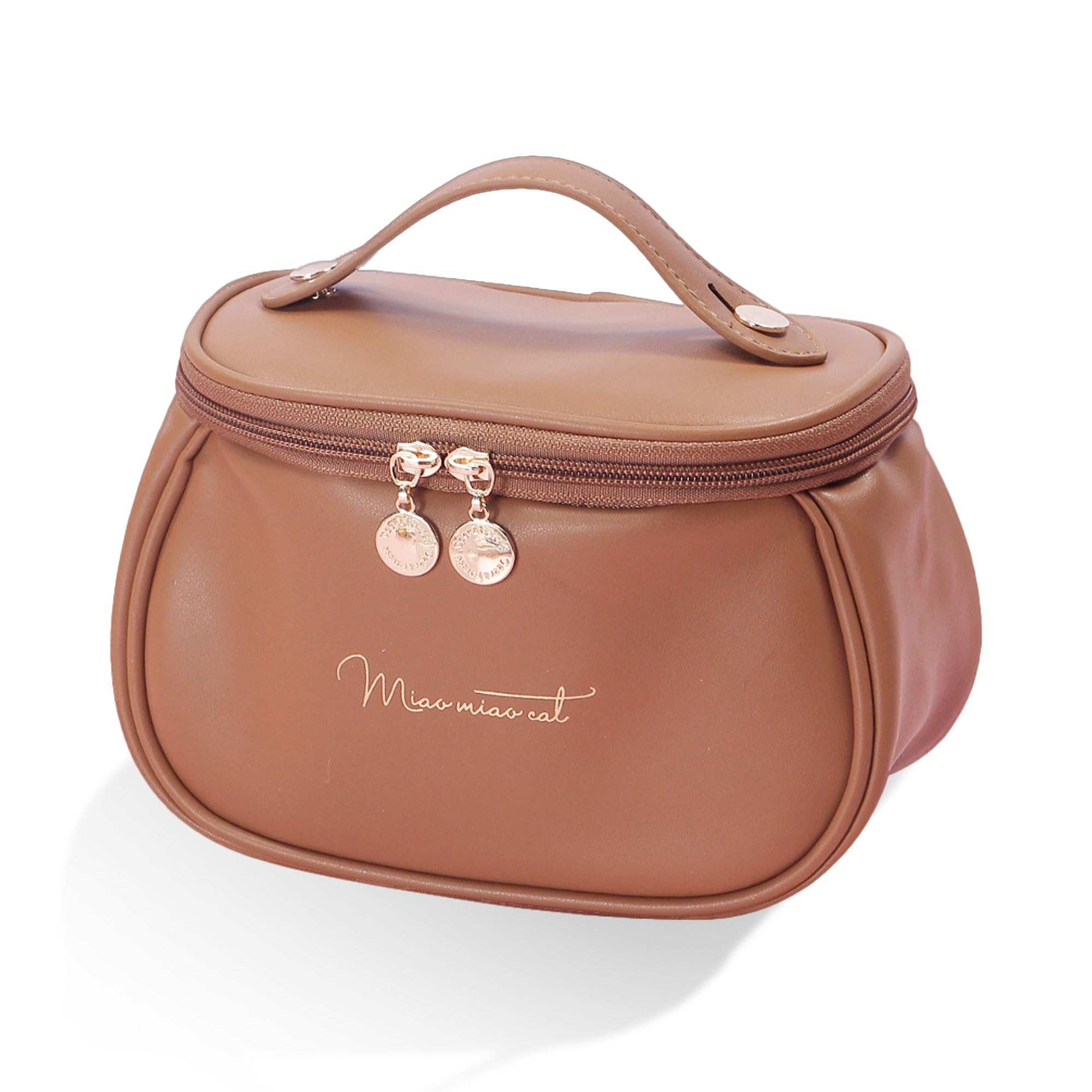 

MIACERO Дорожная косметичка для макияжа, большая, с отделениями для кистей, коричневый чехол, чехол, чехол, коробка, чехол, чехол, вместимость, карманы, портативная,